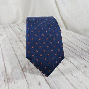 VTG Yves St. Laurent Neckwear Men's Silk Tie Navy w/Small Red Paisley 59x3.25"